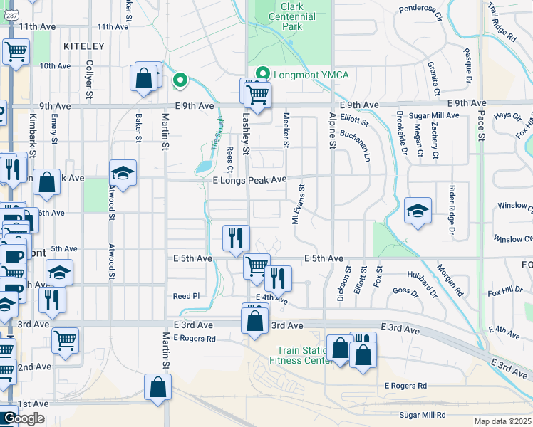 map of restaurants, bars, coffee shops, grocery stores, and more near 226 Sorento Place in Longmont
