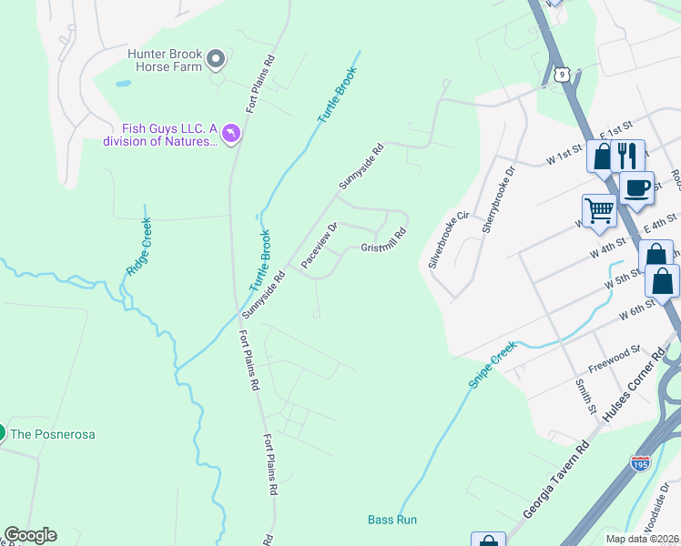 map of restaurants, bars, coffee shops, grocery stores, and more near 20 Gristmill Road in Howell Township