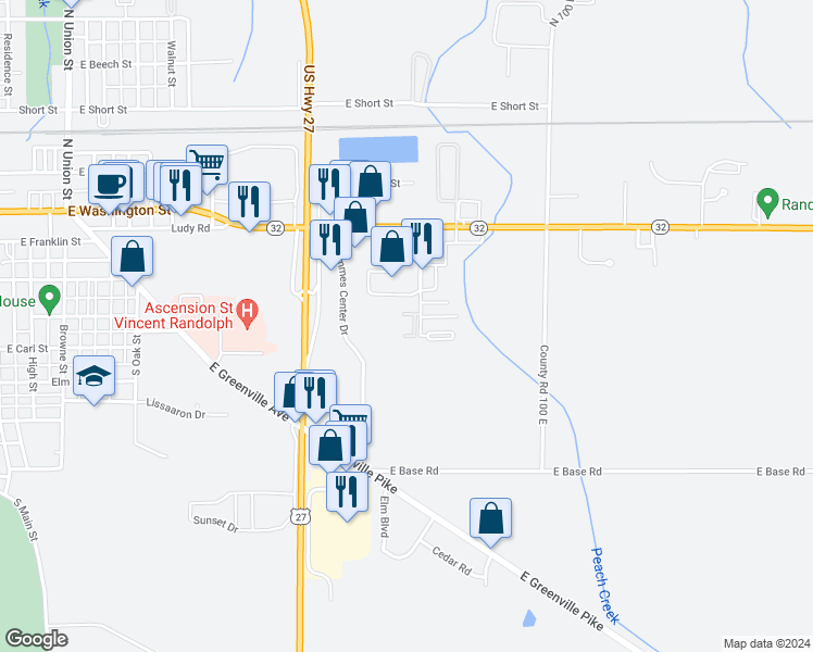 map of restaurants, bars, coffee shops, grocery stores, and more near 102 Sunny Knoll Drive in Winchester