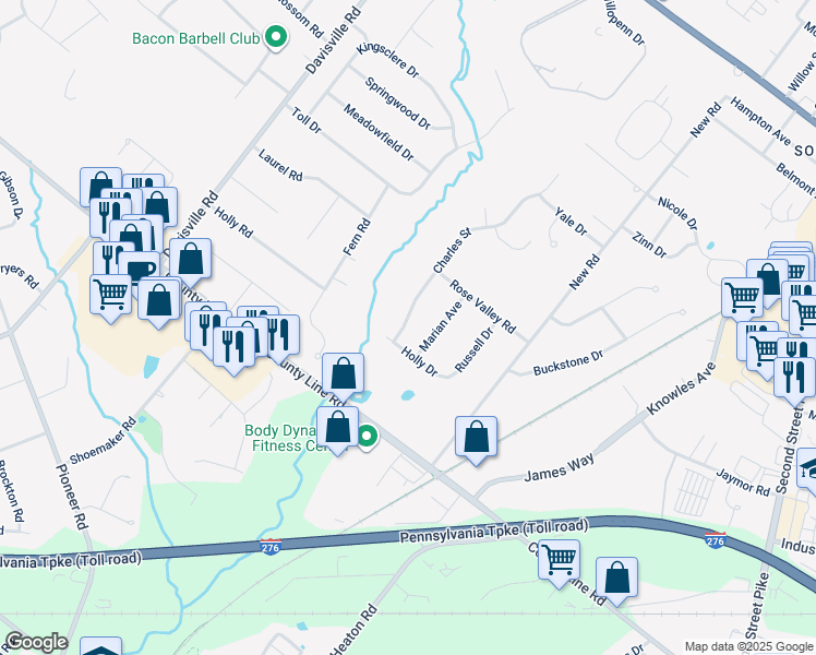 map of restaurants, bars, coffee shops, grocery stores, and more near 125 Charles Street in Southampton