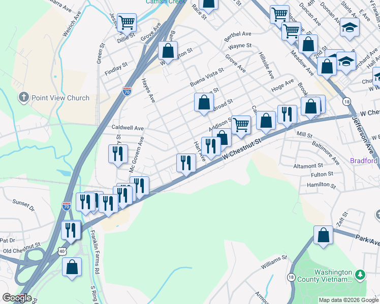 map of restaurants, bars, coffee shops, grocery stores, and more near 95 Hayes Avenue in Washington