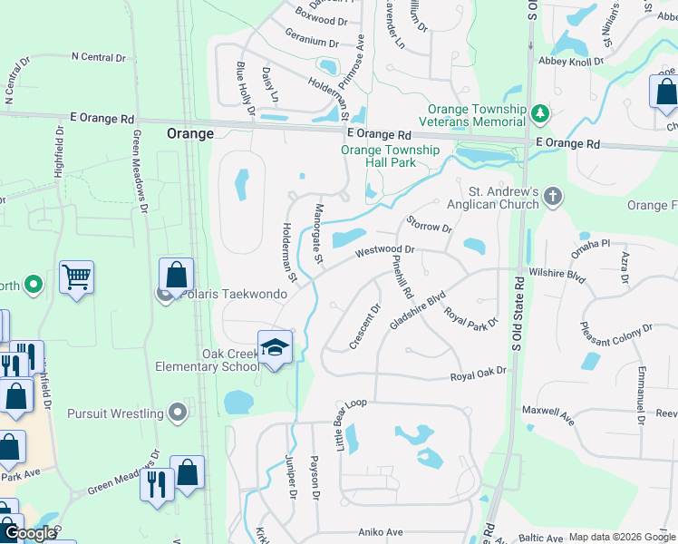 map of restaurants, bars, coffee shops, grocery stores, and more near 1463 Windy Oak Way in Lewis Center