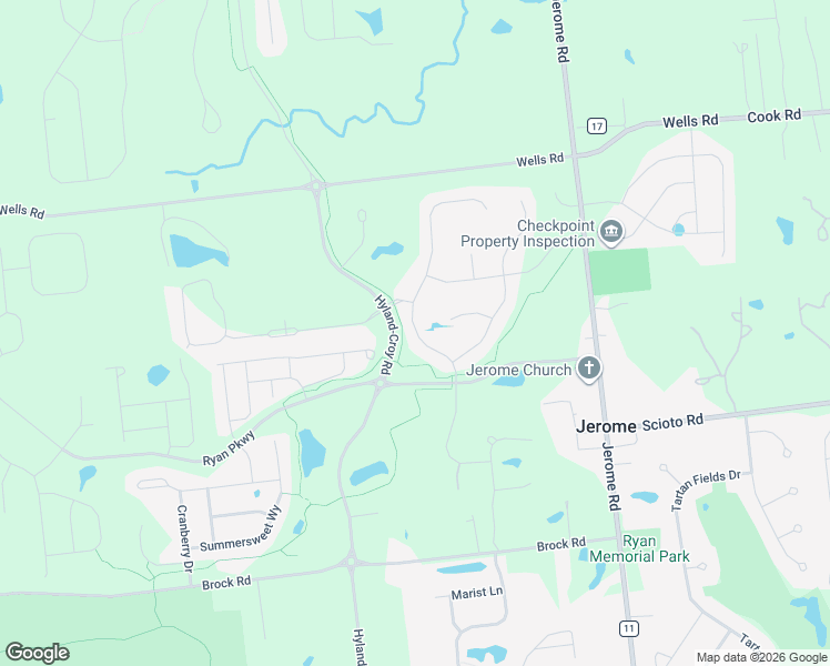 map of restaurants, bars, coffee shops, grocery stores, and more near 10626 Arrowwood Drive in Plain City