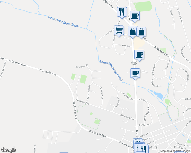 map of restaurants, bars, coffee shops, grocery stores, and more near 111 Pepperton Court in Lititz