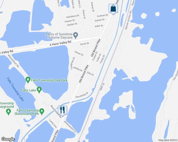 map of restaurants, bars, coffee shops, grocery stores, and more near 1445 Old Bristol Pike in Morrisville