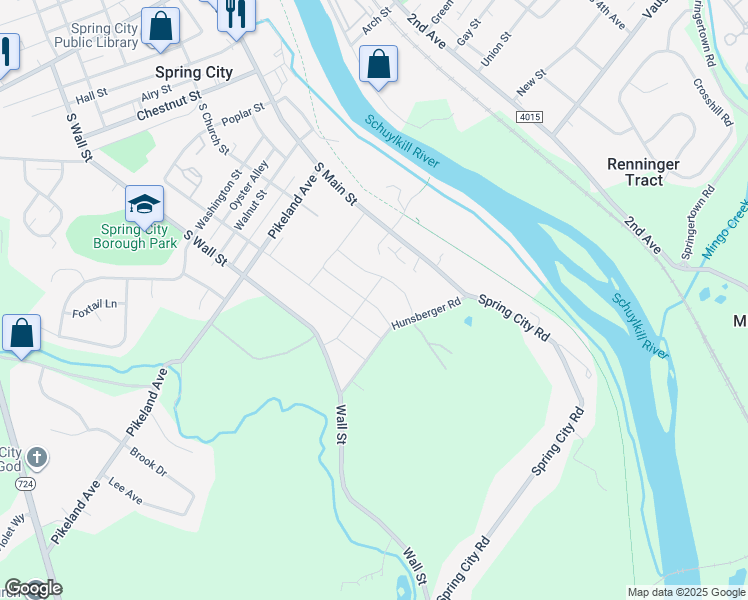map of restaurants, bars, coffee shops, grocery stores, and more near 198 Gay Street in Spring City