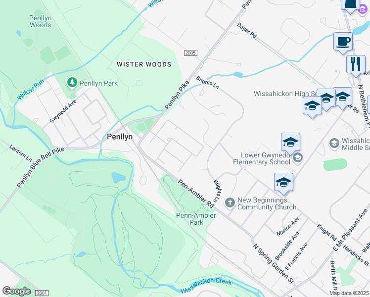 map of restaurants, bars, coffee shops, grocery stores, and more near 134 Culpepper Drive in Blue Bell