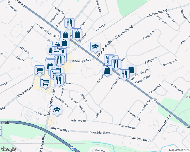 map of restaurants, bars, coffee shops, grocery stores, and more near 608 Steamboat Station in Southampton