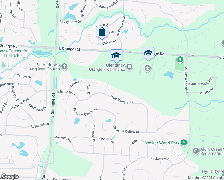 map of restaurants, bars, coffee shops, grocery stores, and more near 7480 Bent Oak Court in Lewis Center