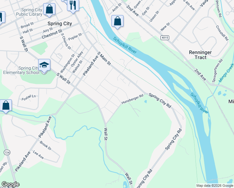 map of restaurants, bars, coffee shops, grocery stores, and more near 198 Gay Street in Spring City