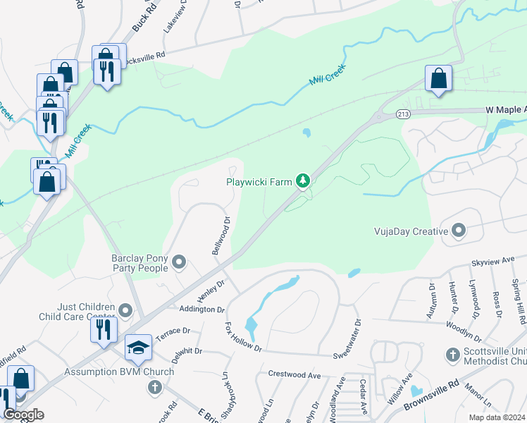 map of restaurants, bars, coffee shops, grocery stores, and more near 26 Vernasa Drive in Feasterville-Trevose
