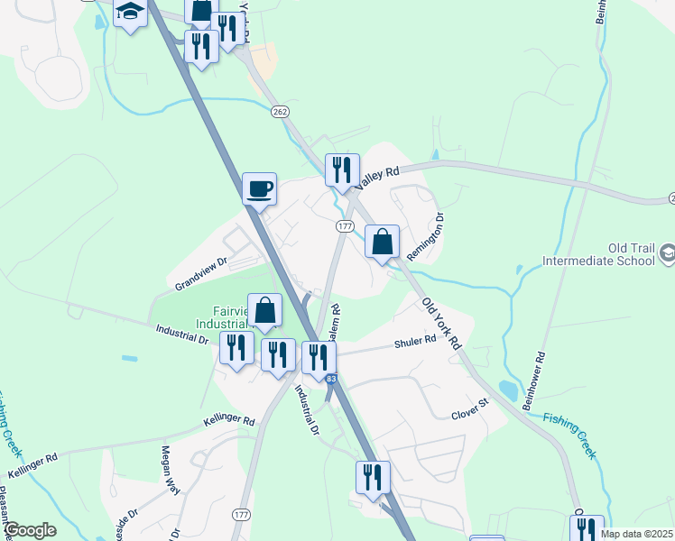 map of restaurants, bars, coffee shops, grocery stores, and more near 620 Wyndamere Rd in Etters