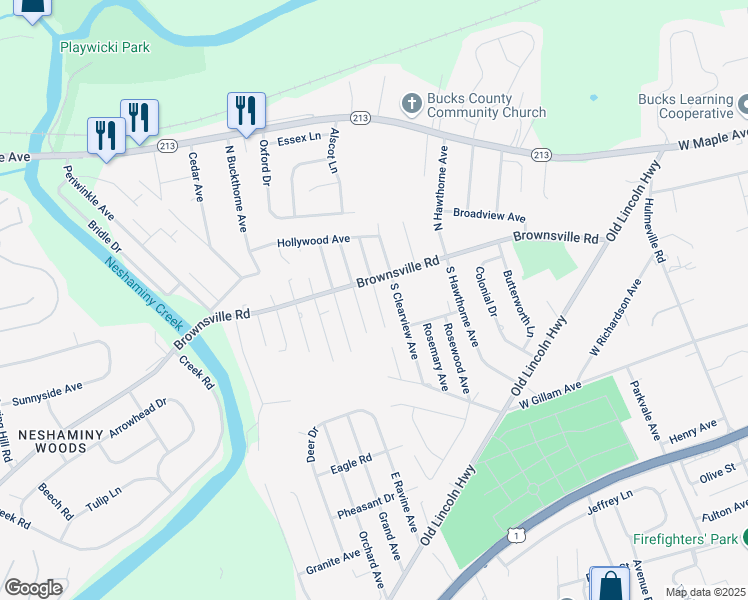 map of restaurants, bars, coffee shops, grocery stores, and more near 138 South Hazel Avenue in Langhorne