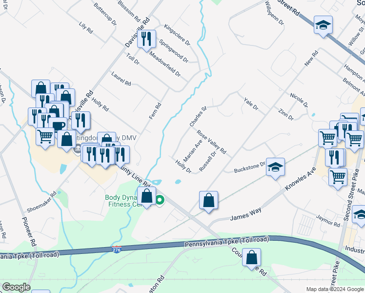 map of restaurants, bars, coffee shops, grocery stores, and more near 125 Charles Street in Southampton