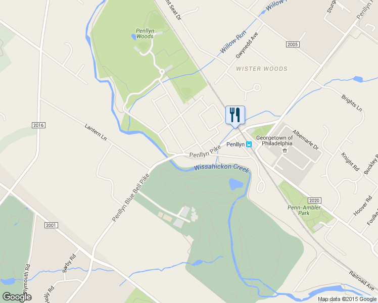 map of restaurants, bars, coffee shops, grocery stores, and more near 205 Penllyn Blue Bell Pike in Blue Bell