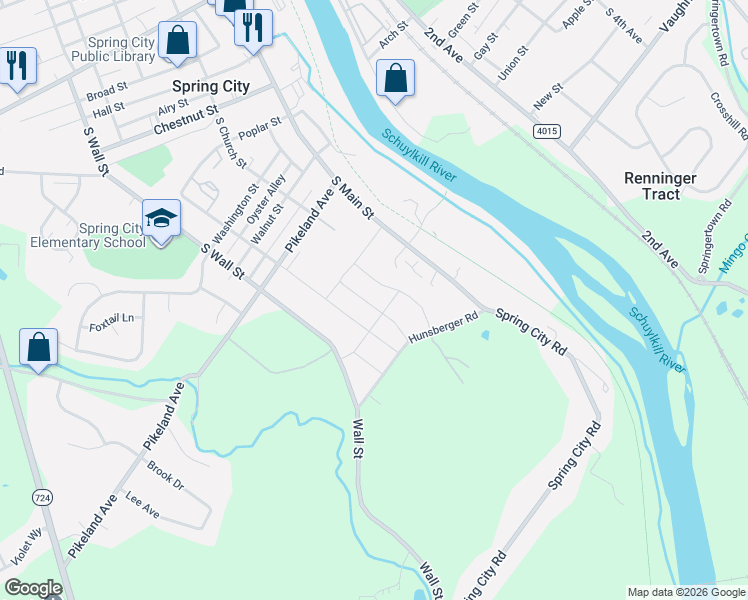 map of restaurants, bars, coffee shops, grocery stores, and more near 727 Peony Lane in Spring City