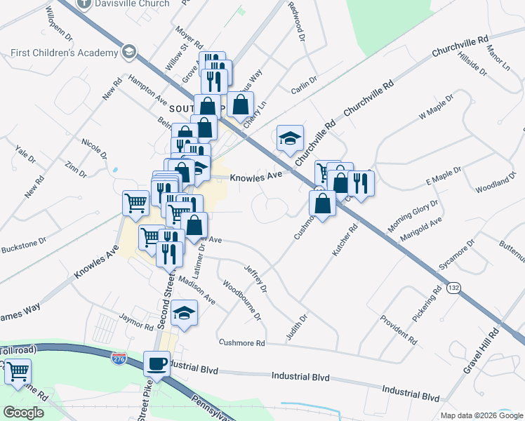 map of restaurants, bars, coffee shops, grocery stores, and more near 1812 Steamboat Station in Southampton