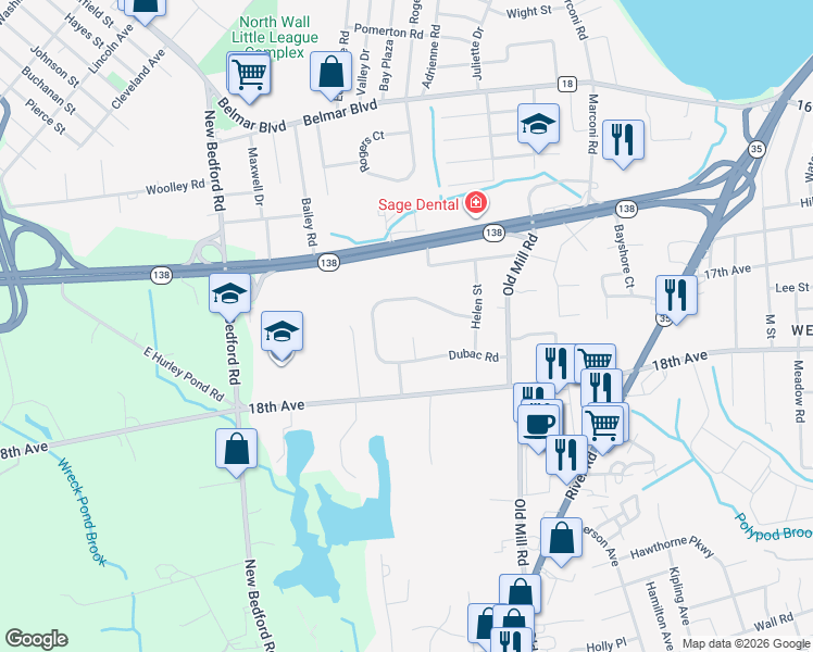 map of restaurants, bars, coffee shops, grocery stores, and more near 1741 Daniel Court in Wall Township