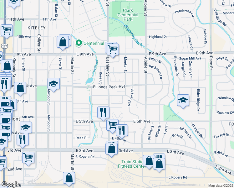 map of restaurants, bars, coffee shops, grocery stores, and more near 216 Saint Clair Avenue in Longmont