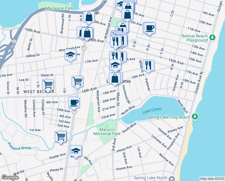 map of restaurants, bars, coffee shops, grocery stores, and more near in Lake Como