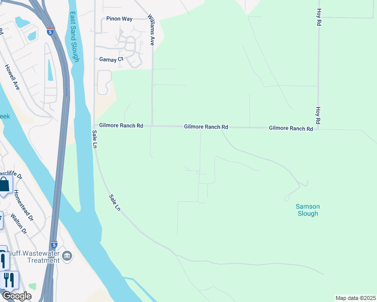 map of restaurants, bars, coffee shops, grocery stores, and more near 12945 Peach Tree Ln in Red Bluff