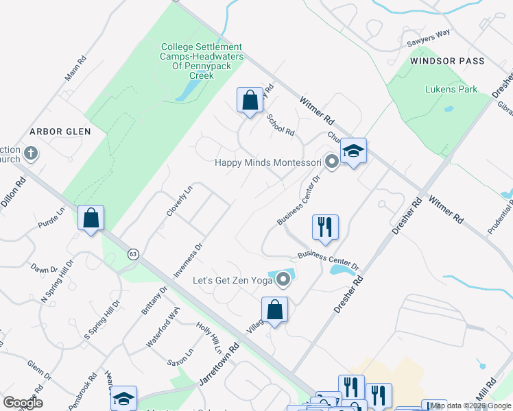 map of restaurants, bars, coffee shops, grocery stores, and more near 17 Hedgerow Lane in Horsham