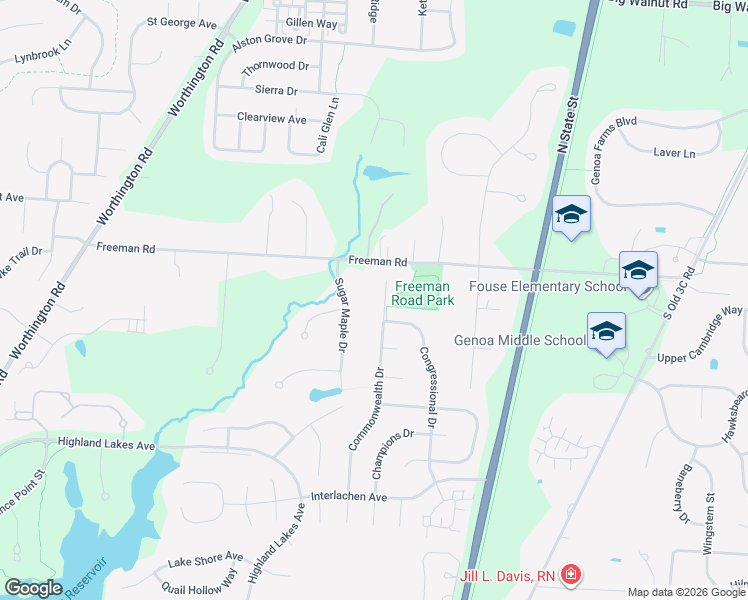 map of restaurants, bars, coffee shops, grocery stores, and more near 5982 Commonwealth Drive in Westerville