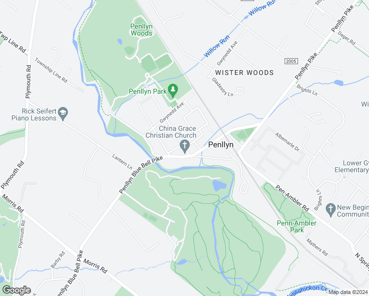 map of restaurants, bars, coffee shops, grocery stores, and more near 1010 Trewellyn Avenue in Blue Bell