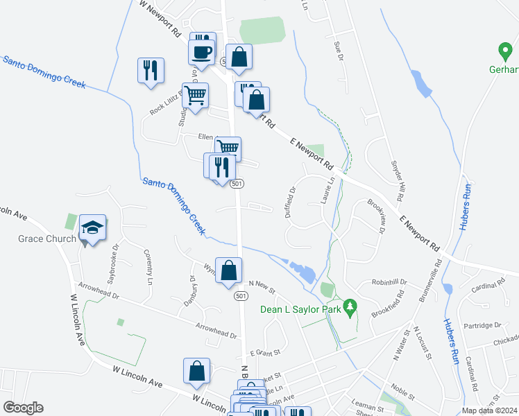 map of restaurants, bars, coffee shops, grocery stores, and more near 4 Furnace Hills Pike in Lititz