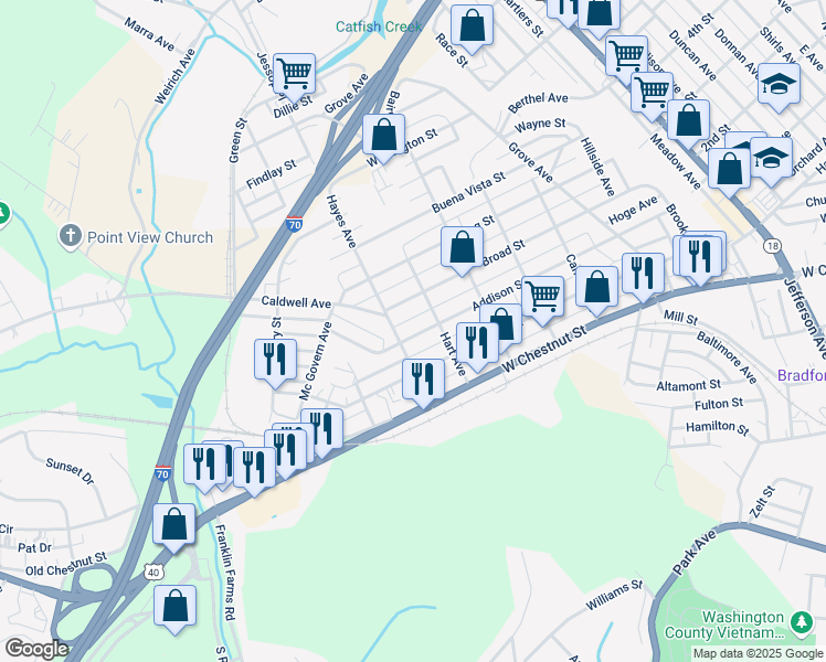 map of restaurants, bars, coffee shops, grocery stores, and more near 955 Addison Street in Washington