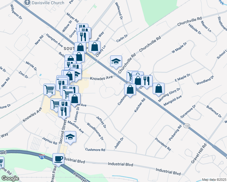 map of restaurants, bars, coffee shops, grocery stores, and more near 1503 Steamboat Station in Southampton