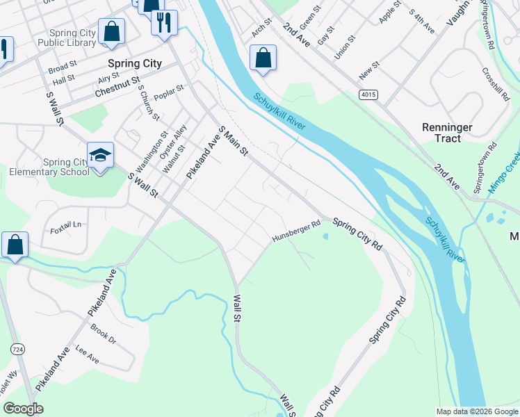 map of restaurants, bars, coffee shops, grocery stores, and more near 198 Gay Street in Spring City