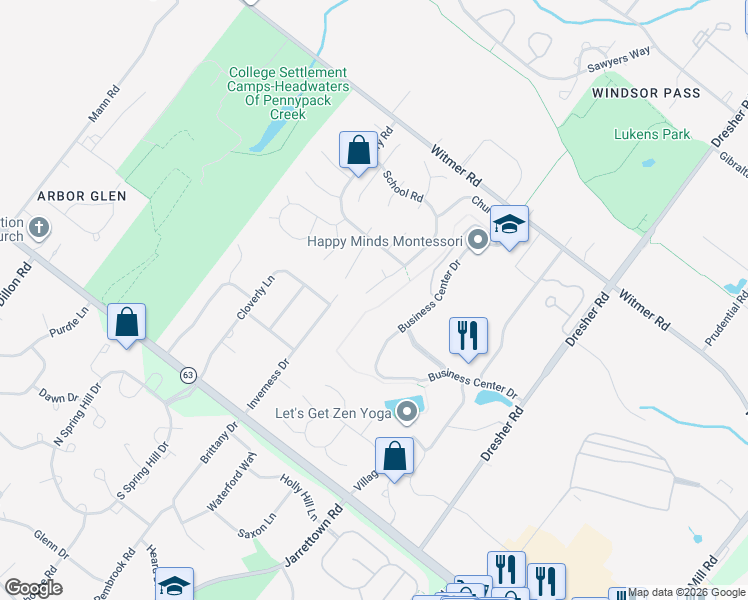 map of restaurants, bars, coffee shops, grocery stores, and more near 17 Hedgerow Lane in Horsham