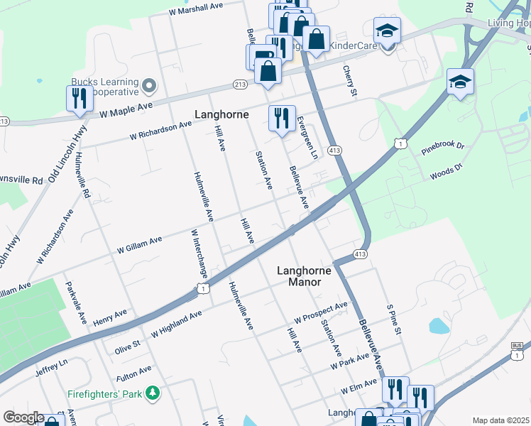 map of restaurants, bars, coffee shops, grocery stores, and more near in Fort Washington