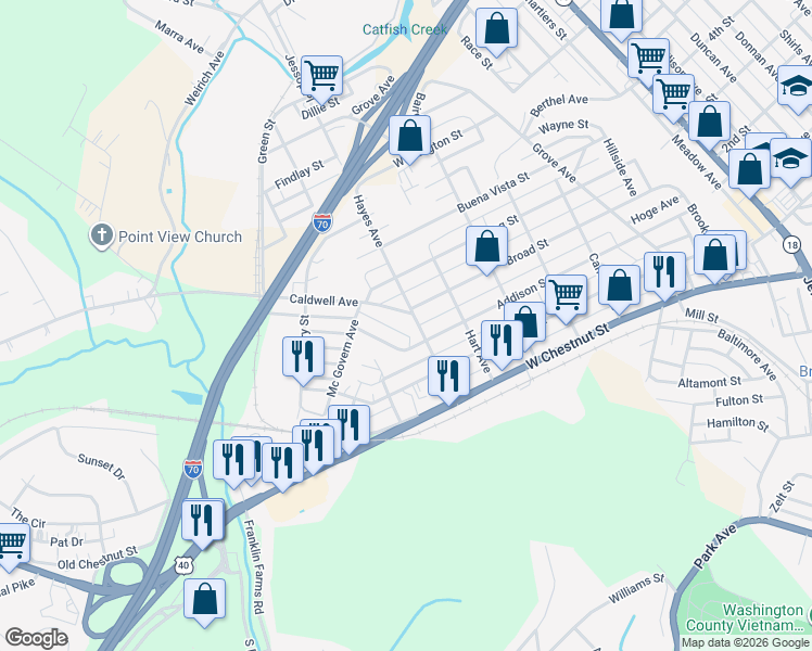 map of restaurants, bars, coffee shops, grocery stores, and more near 1 Caldwell Avenue in Washington