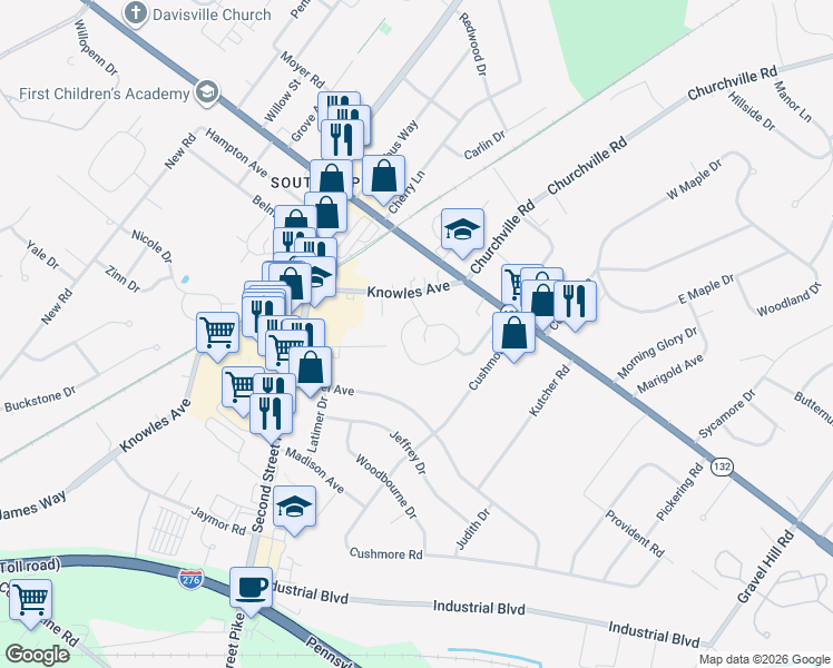 map of restaurants, bars, coffee shops, grocery stores, and more near 1812 Steamboat Station in Southampton