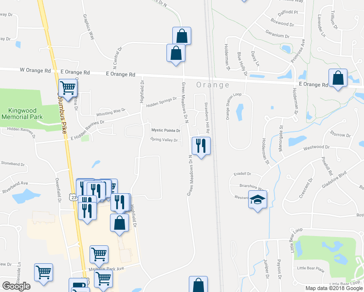 map of restaurants, bars, coffee shops, grocery stores, and more near 8085 Crane's Crossing Drive in Lewis Center