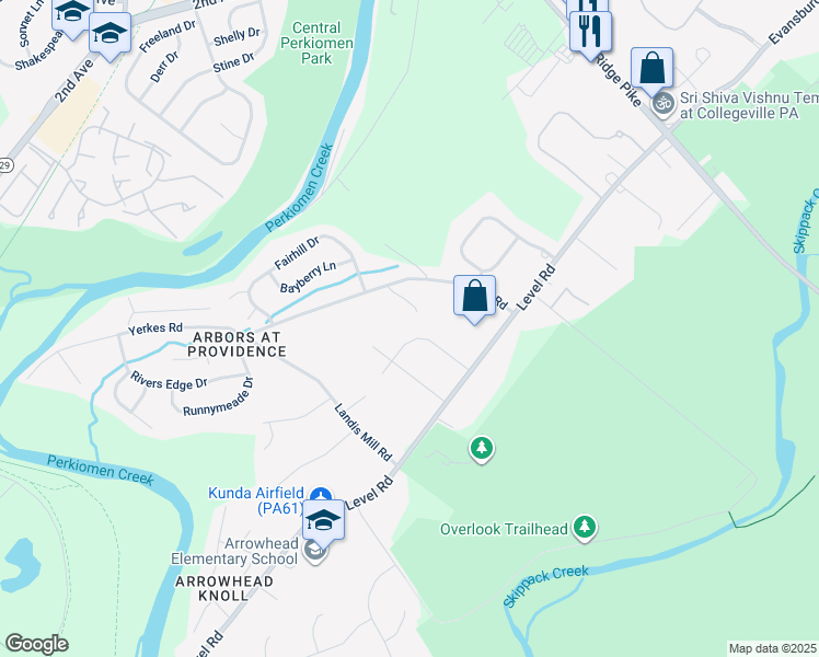 map of restaurants, bars, coffee shops, grocery stores, and more near 3819 Sumter Drive in Collegeville