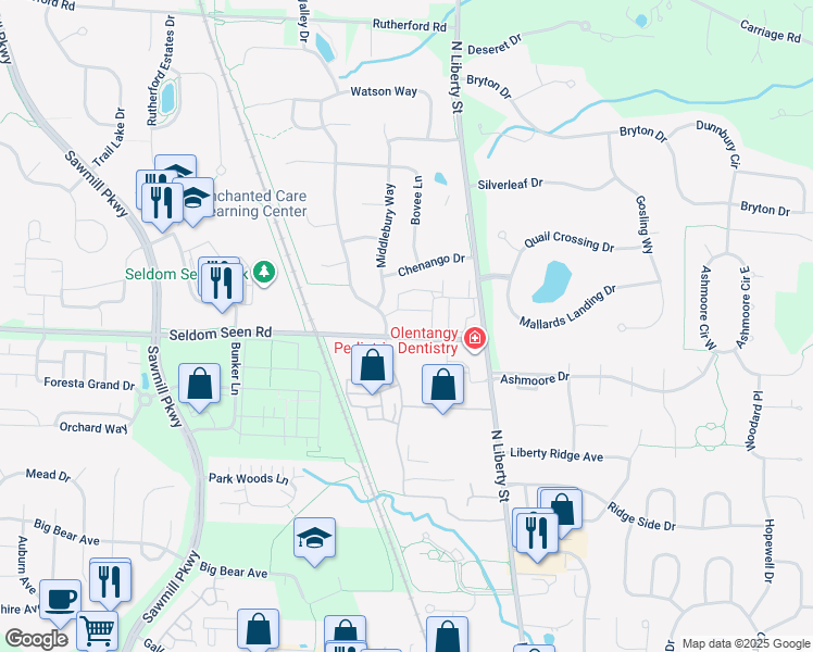 map of restaurants, bars, coffee shops, grocery stores, and more near 78 Featherstone Court in Powell