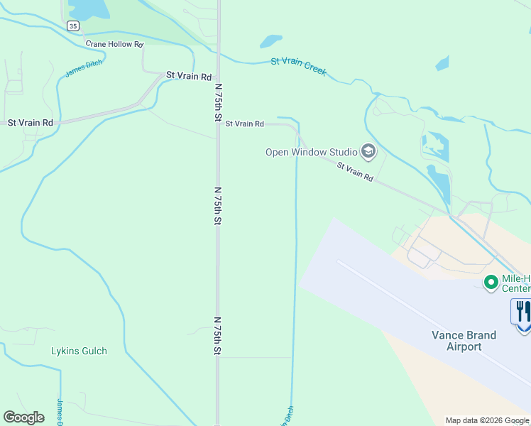 map of restaurants, bars, coffee shops, grocery stores, and more near 10826 North 75th Street in Longmont