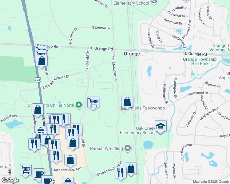 map of restaurants, bars, coffee shops, grocery stores, and more near 8085 Crane's Crossing Drive in Lewis Center