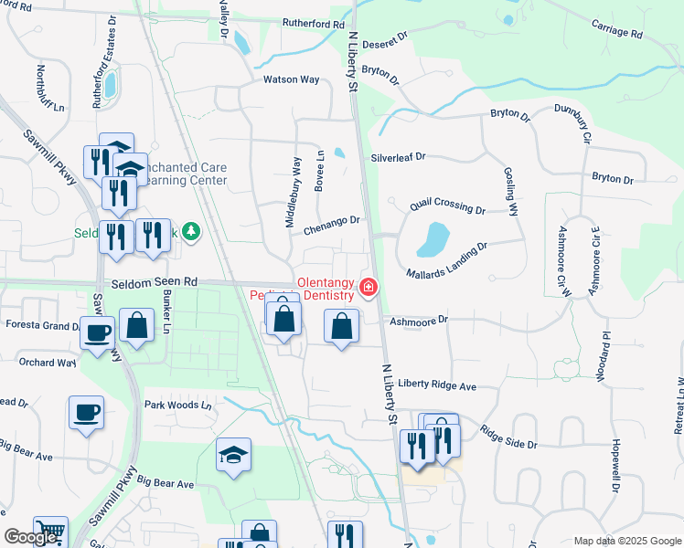 map of restaurants, bars, coffee shops, grocery stores, and more near 582 Forest Park Place in Powell
