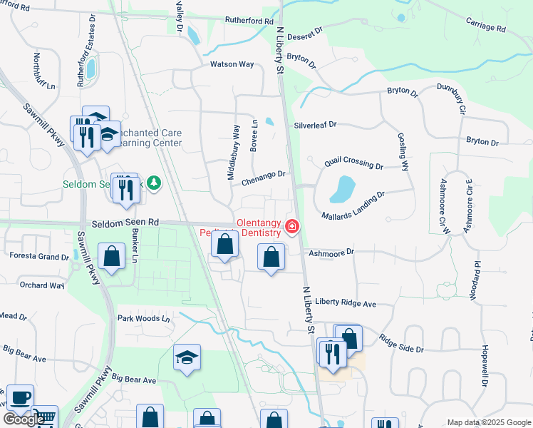 map of restaurants, bars, coffee shops, grocery stores, and more near 582 Forest Park Place in Powell