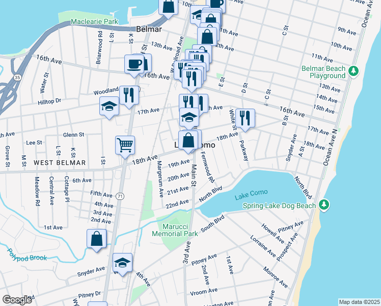 map of restaurants, bars, coffee shops, grocery stores, and more near in Lake Como