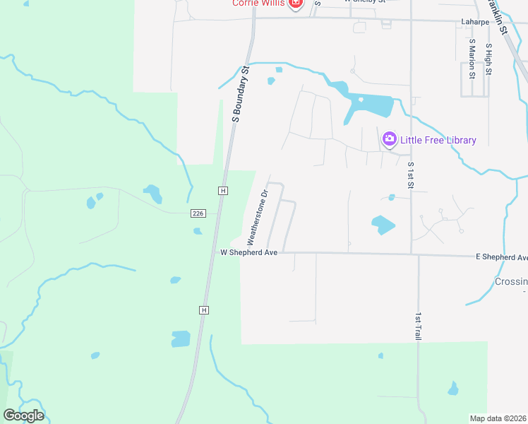 map of restaurants, bars, coffee shops, grocery stores, and more near 2803 Weatherstone Drive in Kirksville
