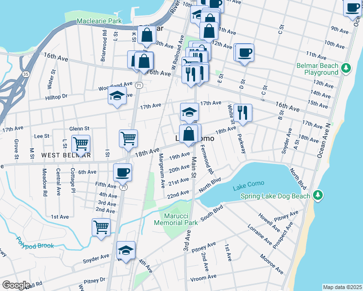 map of restaurants, bars, coffee shops, grocery stores, and more near in Lake Como