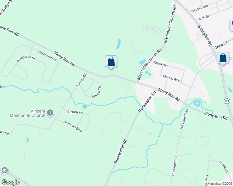 map of restaurants, bars, coffee shops, grocery stores, and more near 284 Stony Run Road in Spring City