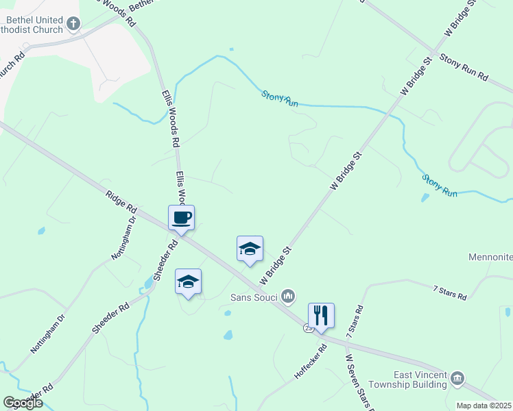 map of restaurants, bars, coffee shops, grocery stores, and more near 809 Oakwood Drive in Phoenixville