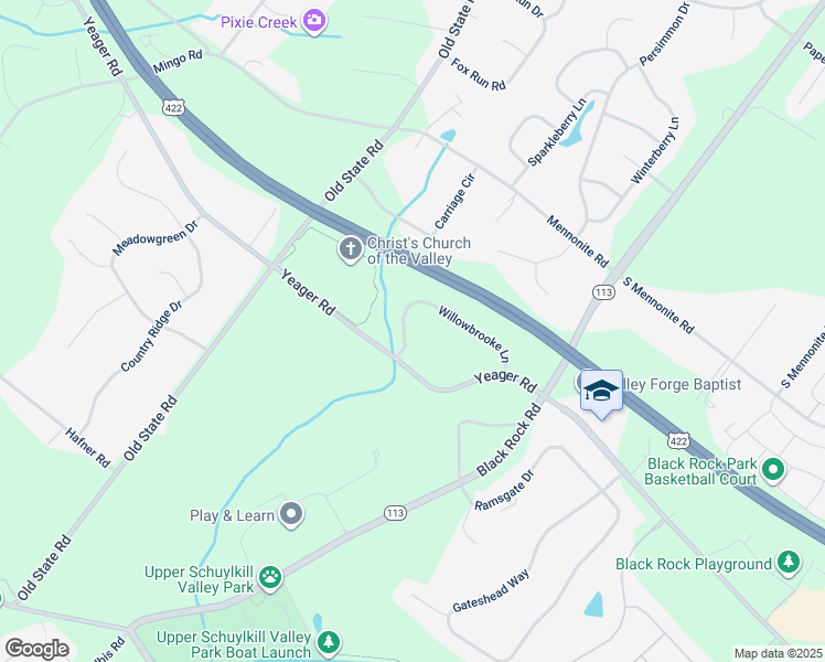 map of restaurants, bars, coffee shops, grocery stores, and more near 302 Willowbrooke Lane in Royersford
