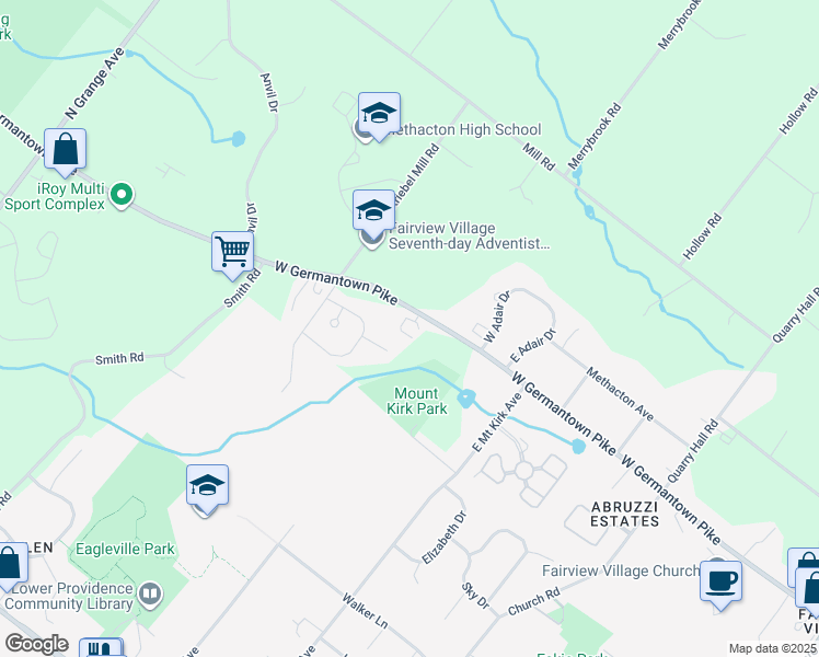 map of restaurants, bars, coffee shops, grocery stores, and more near 3238 West Germantown Pike in Eagleville
